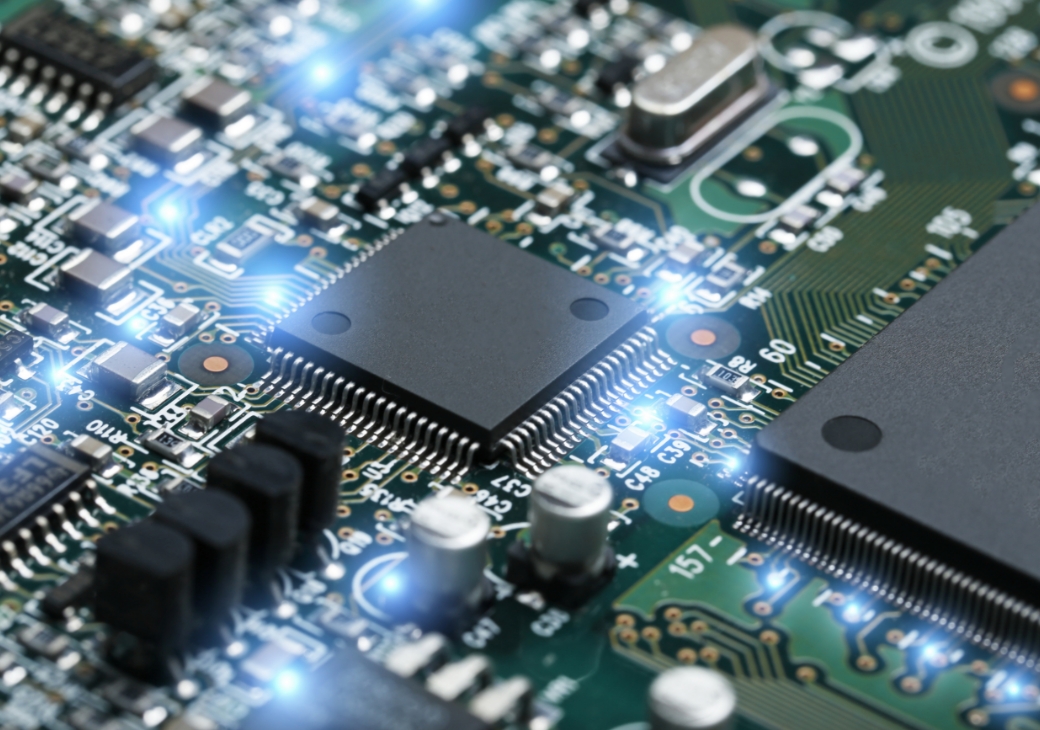 Closeup Electronic Circuit Board With Cpu Microchip Electronic Components Background Closeup Electronic Circuit Board With Cpu Microchip Electronic Components Background